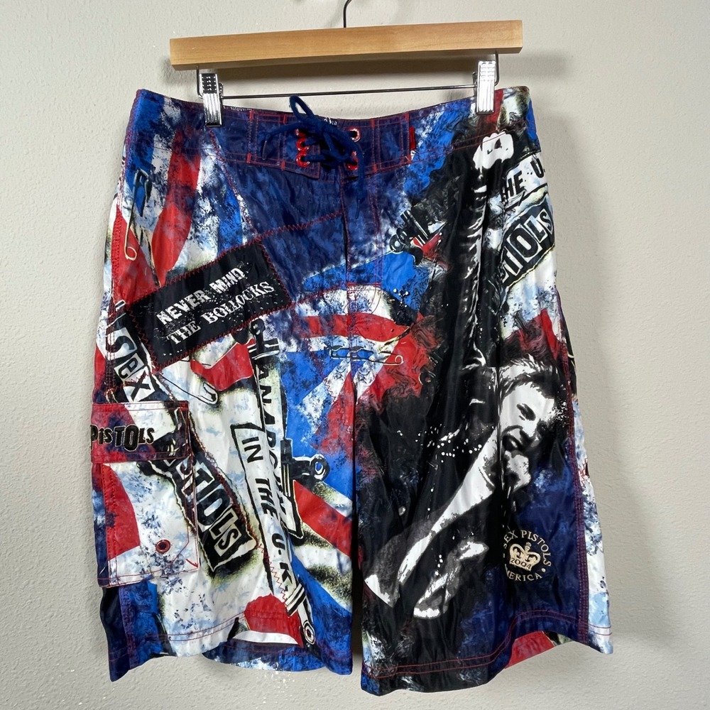 Sex Pistols Board Shorts Mens 33 Dragonfly Grunge Punk Rock Anarchy UK Band